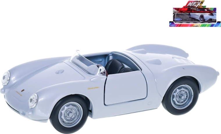 Welly Porsche 550 Spyder modello di auto in metallo argento 12 cm