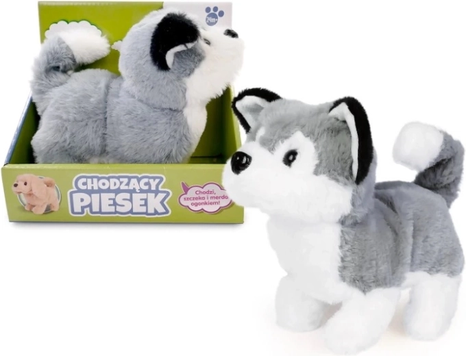 Cagnolino husky di peluche che cammina 15 cm