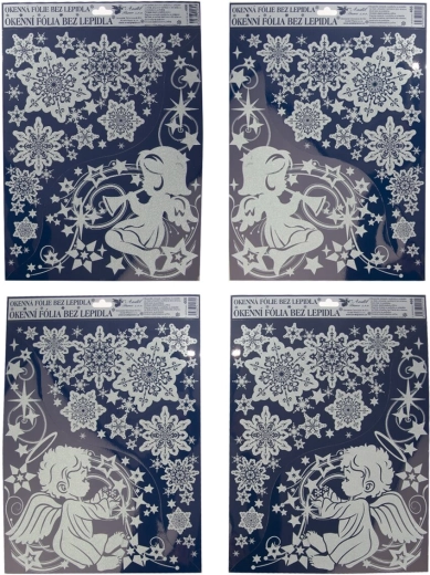 Pellicola angolare per finestre Angelo con effetto glitter 30 × 38 cm