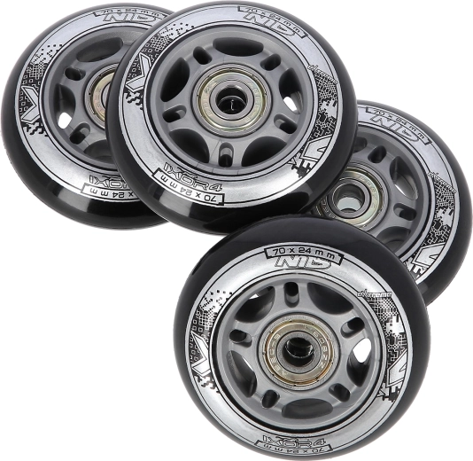 Set di ruote nere 70 × 24 mm con cuscinetti ABEC 9 NILS EXTREME