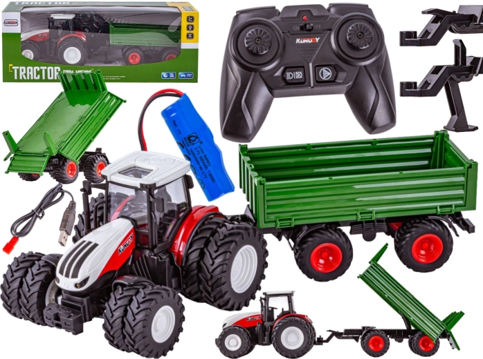 Trattore telecomandato con rimorchio ribaltabile RC 1:24 - 1 pezzo