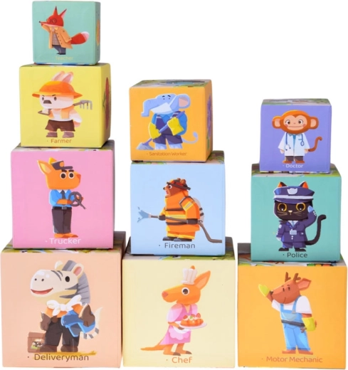 Animaletti al lavoro e veicoli per stimolare la fantasia