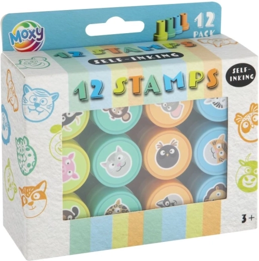 Moxy timbri autoinchiostranti animaletti, set 12 pz