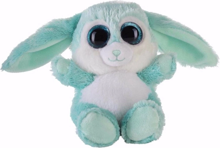 Coniglietto di peluche turchese con grandi occhi 15 cm - 1 pezzo