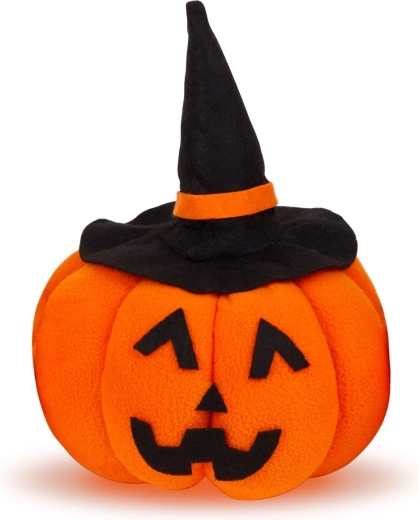 Decorazione tessile a forma di zucca per Halloween con cappello nero
