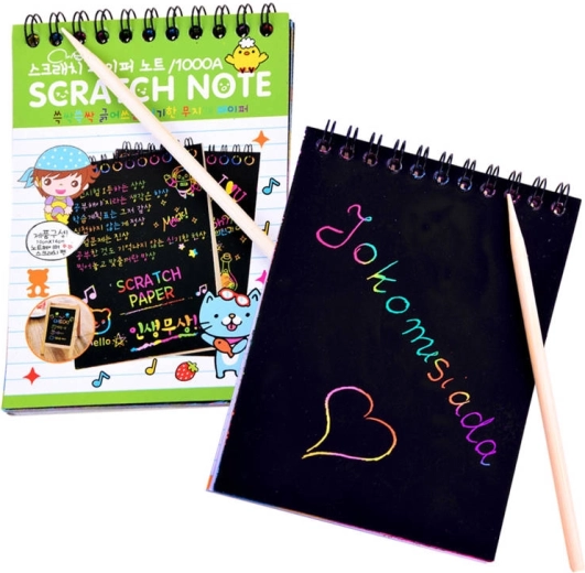 Gratta e scopri arcobaleno con bastoncino da disegno – Blocco note