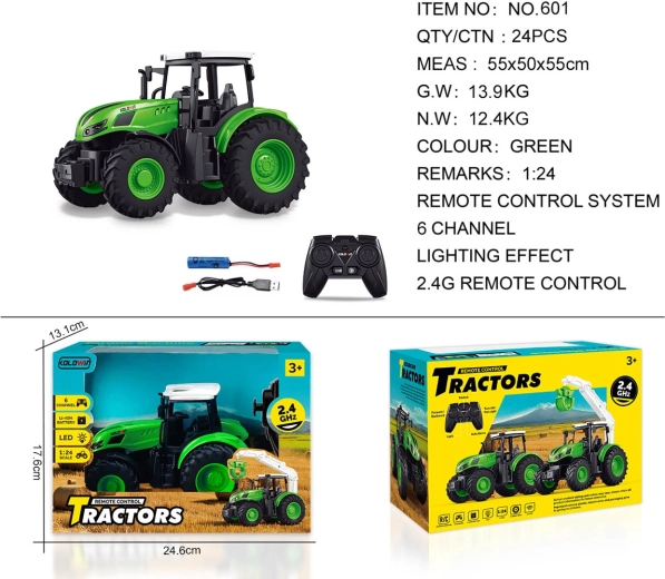 Trattore verde telecomandato 1:24