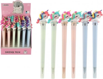 Penna luminosa con unicorno, in plastica, 3 colori