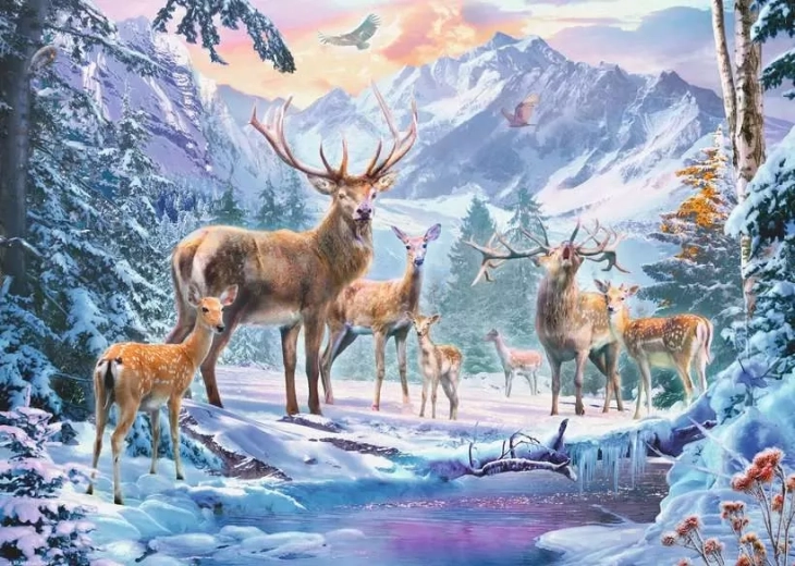 Puzzle Ravensburger Cervi in inverno 1000 pezzi