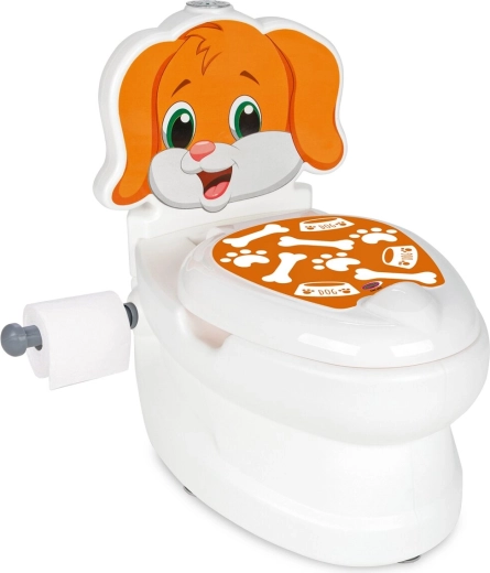 Vasino per bambini a forma di WC JAMARA, Cane, con suono dello scarico e porta carta igienica