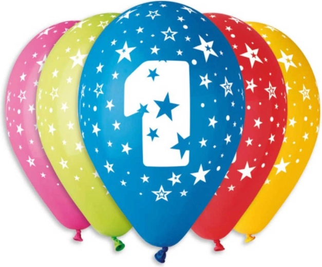 Palloncini in lattice Gemar con stampa del numero 1 (30 cm) – 5 pz