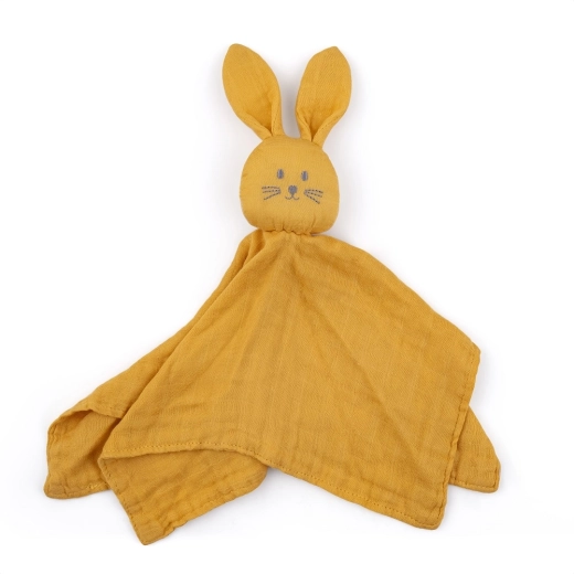 Petite&Mars doudou in mussola di bambù coniglietto Hugo intense ochre