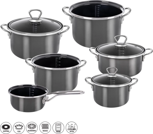 Set di pentole smaltate Metalic Lem (9 pezzi)