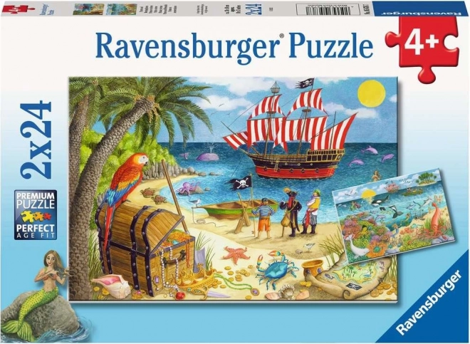 Puzzle Ravensburger Pirati e fate marine 2×24 pezzi