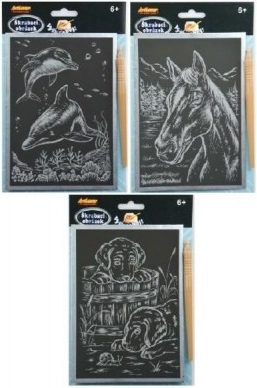 Immagini da grattare argentate A5, mix di motivi, 24 pz in box