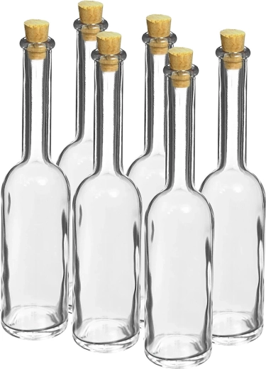 Bottiglia in vetro da 100 ml con tappo in sughero naturale, set da 6 pz