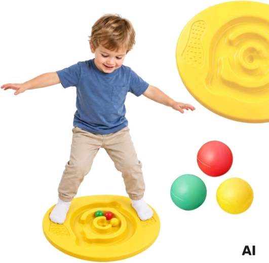 Tavola basculante rotonda Woopie con labirinto sensoriale
