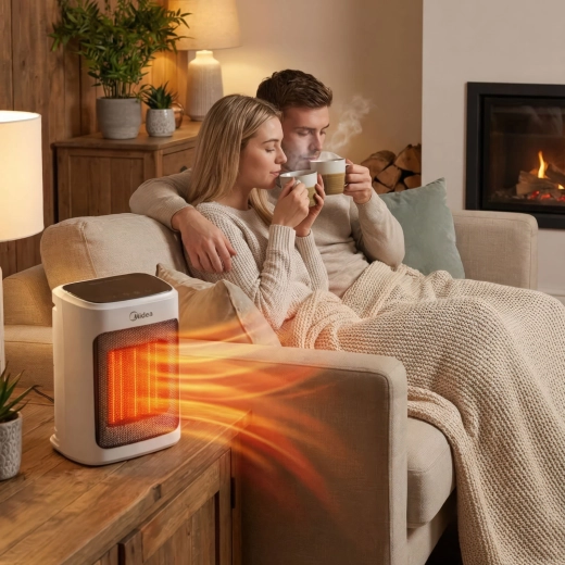 Mini termoventilatore ceramico Midea da 2000 W bianco