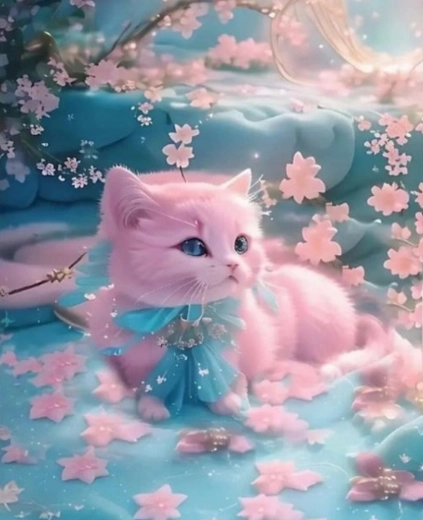 Dipingere con i numeri – gattino rosa 40 × 50 cm