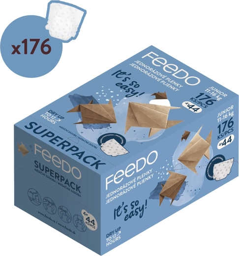 Pannolini usa e getta FEEDO Junior 5 per bambini da 11–16 kg - 176 pezzi