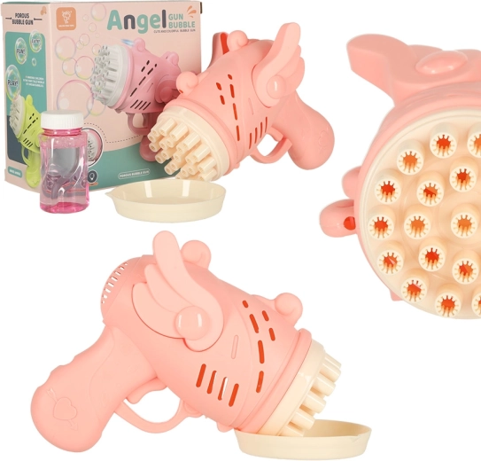 Pistola rosa per bolle di sapone con ali