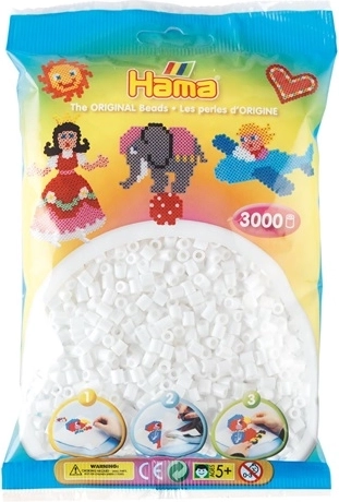 Perline da stirare Hama Midi bianche 3000 pz in secchiello