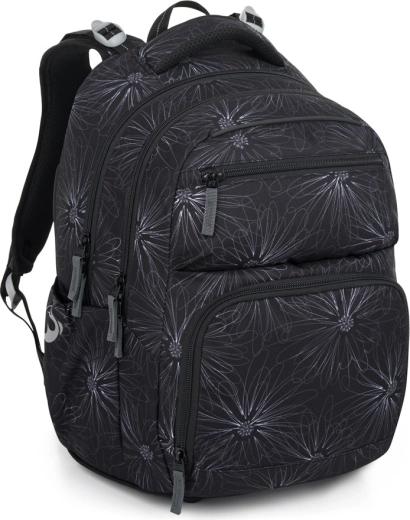 Bagmaster Zipster zaino scolastico nero con fiori
