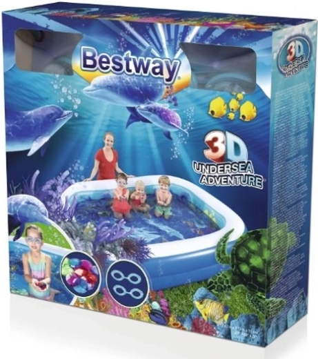 Bestway 3D avventura sottomarina piscina gonfiabile per bambini con occhialini e cristalli