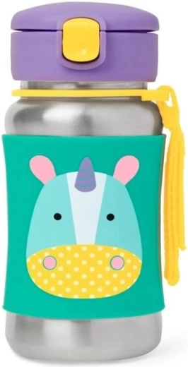 Skip Hop Zoo bottiglia in acciaio inox con cannuccia Narvalo 350 ml