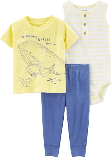 Set Carter’s da 3 pezzi per maschietto Yellow Ocean – maglietta a maniche corte, pantaloni della tuta e body senza maniche – 6m