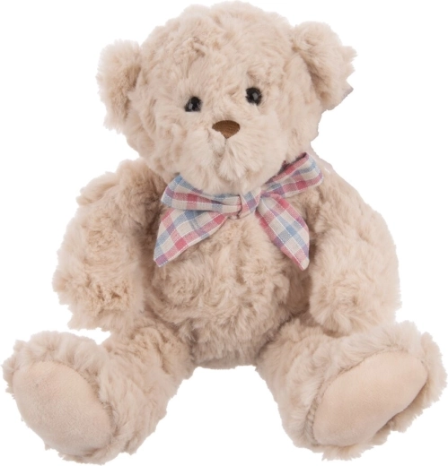 Orsetto di peluche beige con fiocco 20 cm