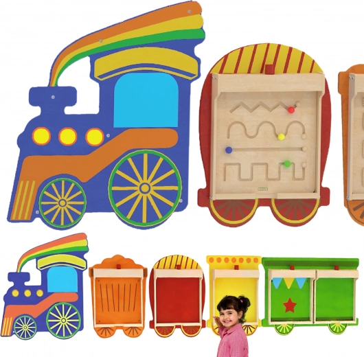 Sistema da parete flessibile per 5 pannelli educativi – treno MASTERKIDZ