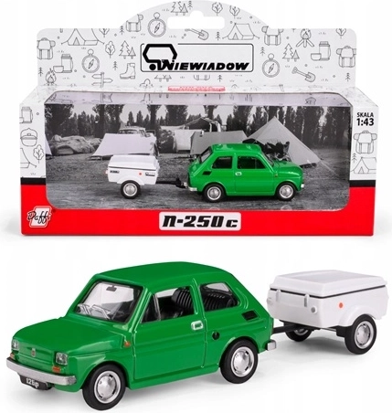 Fiat 126p con rimorchio Niewiadów N250C verde (1:43)