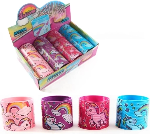 Molla giocattolo Slinky con motivo unicorno in espositore da banco (12 pz)