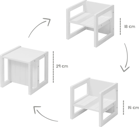 Sgabello per bambini Roba reversibile 3 in 1 bianco
