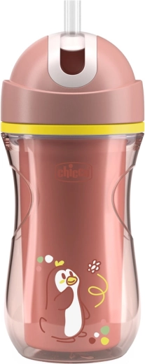 Tazza termica sportiva Chicco con cannuccia rosa (14 mesi+)