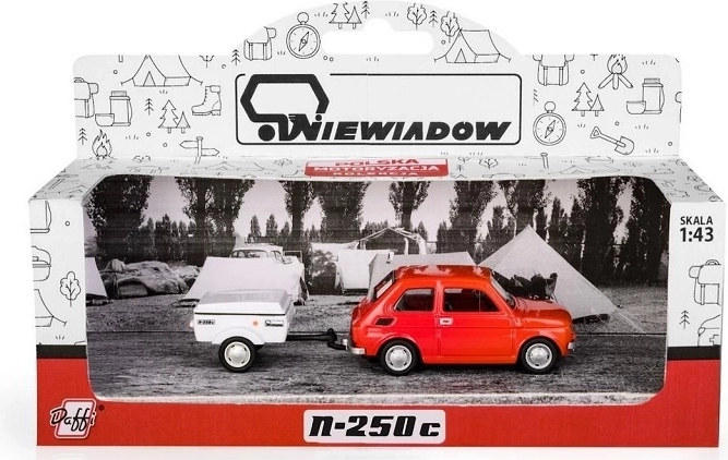 Fiat 126p con caravan Niewiadów (versione corta) modello rosso