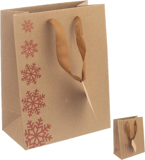 Busta regalo in carta con motivo fiocchi di neve, mix 26 × 12,5 × 32 cm
