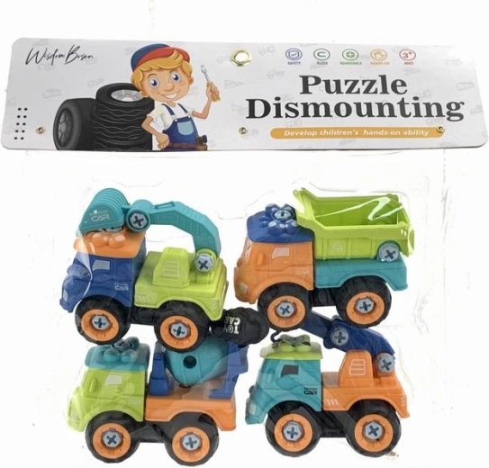 Set di costruzione DIY – betoniera, gru e escavatore con luci e suoni