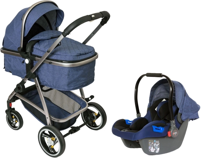 Passeggino multifunzione Bauerkraft 2 in 1 con navicella e seggiolino auto, blu