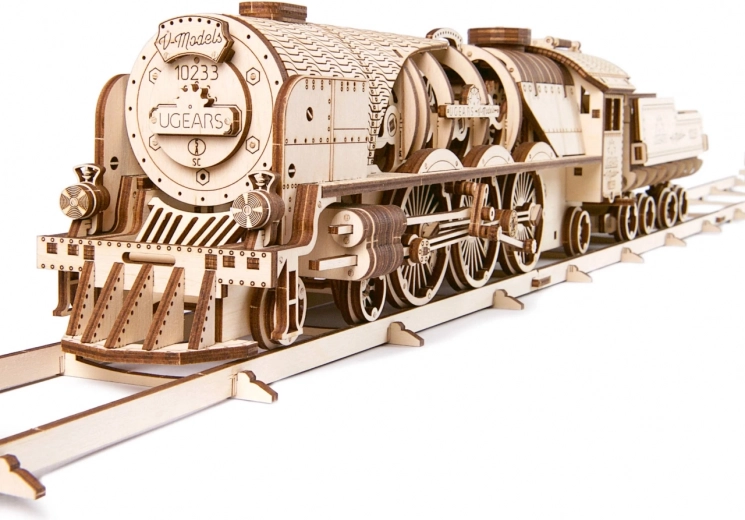 Puzzle meccanico in legno UGEARS V-Express locomotiva a vapore con tender