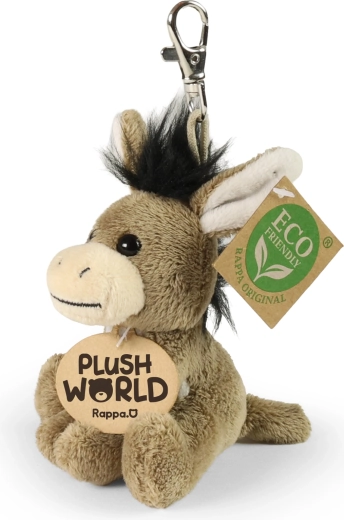 Portachiavi peluche asino 9 cm Eco-Friendly Plush World