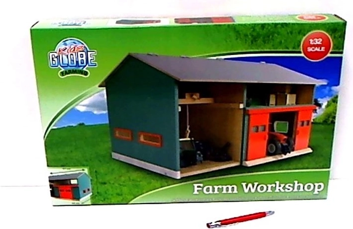 Officina e garage agricolo in legno Kids Globe con tetto apribile 1:32