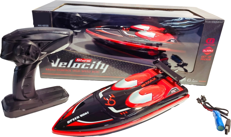 Motoscafo da gara R/C High speed 1:16 nero-rosso