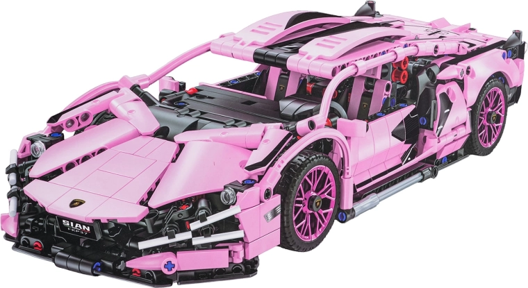 Set di costruzione di un'auto sportiva rosa da 1280 pezzi