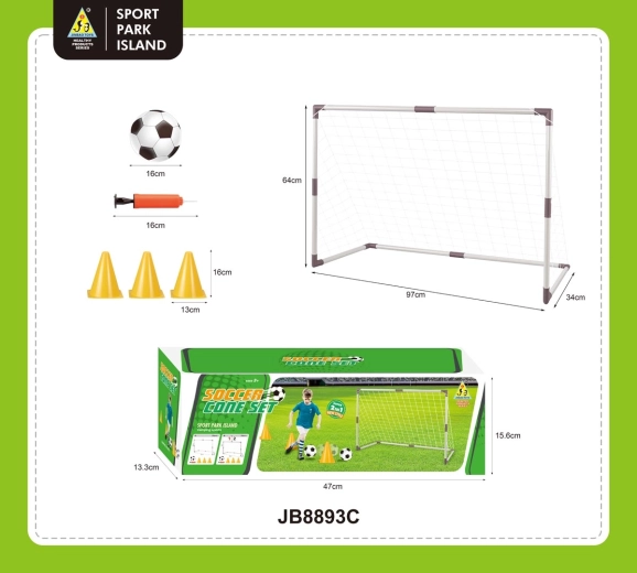 Porta da calcio da allenamento con coni e accessori
