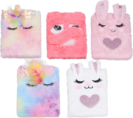 Diario in peluche a righe 15x21 cm