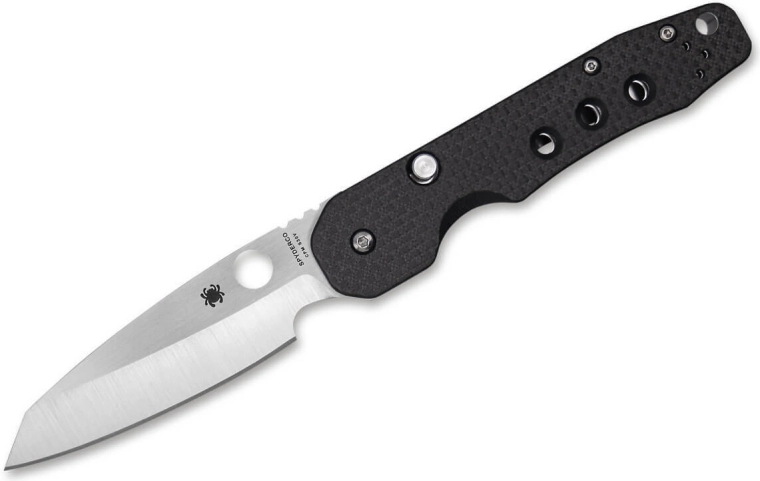 Spyderco Smock coltello tascabile pieghevole 8,6 cm, satinato, nero, fibra di carbonio/G10