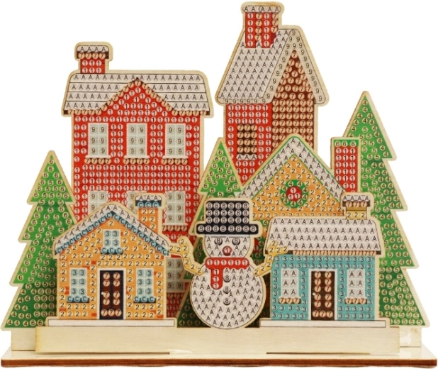 2Kids Toys pittura con diamanti con supporto villaggio natalizio