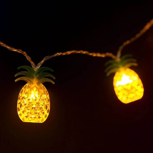 Catena luminosa LED con ananas, 1,65 m, 10 LED, luce bianca calda